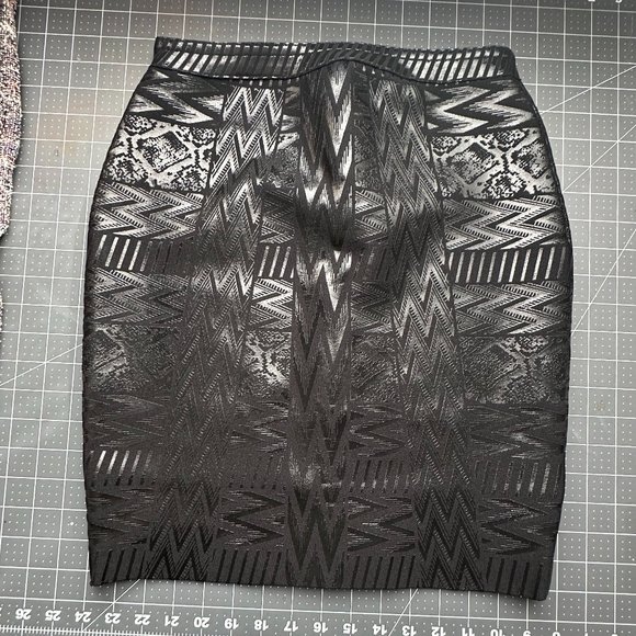 NWOT HLBandage Leather Metallic High Waist Bandage Skirt - Picture 6 of 9